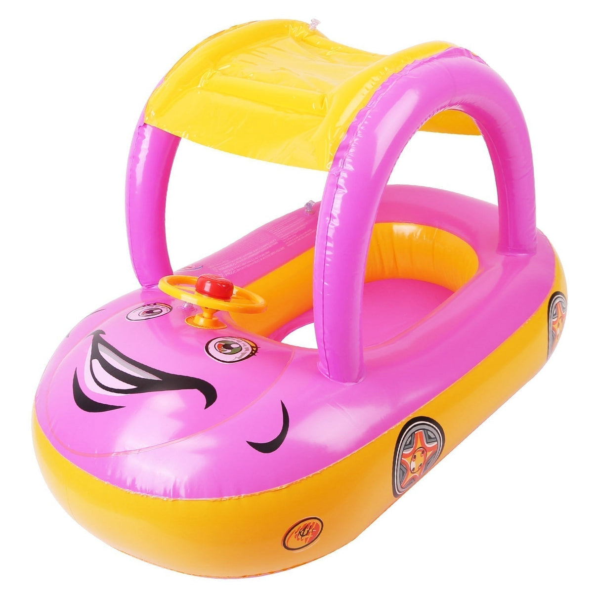 Inflatable kids boat pool float with sunshade