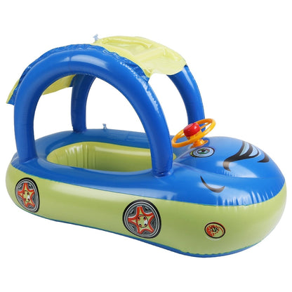 Inflatable kids boat pool float with sunshade