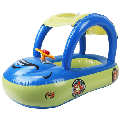 Inflatable kids boat pool float with sunshade