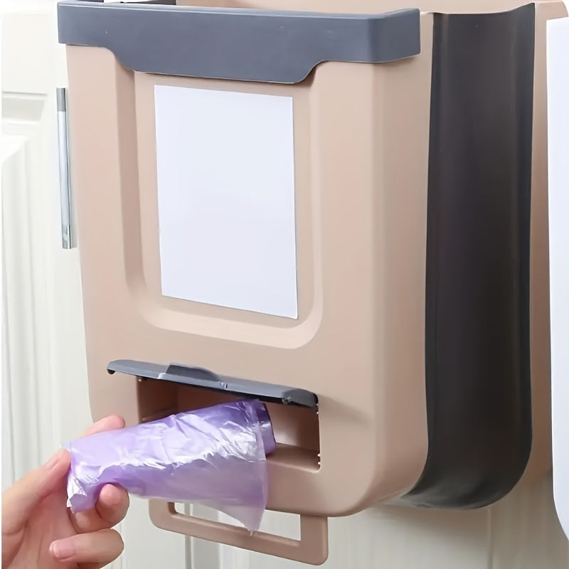 Foldable wall-mounted collapsible kitchen waste bin