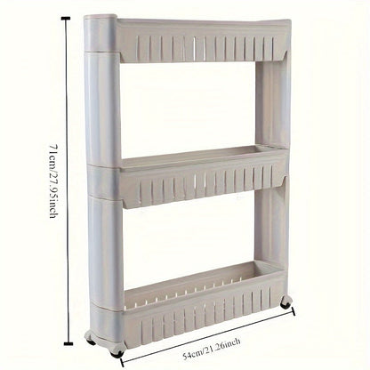 Slim 3-tier rolling storage trolley cart