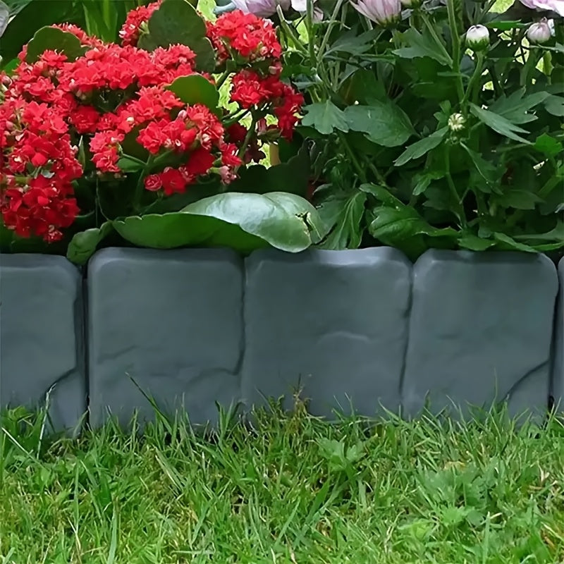 Stone-Look Garden Edging Set – 20-Piece Interlocking Border