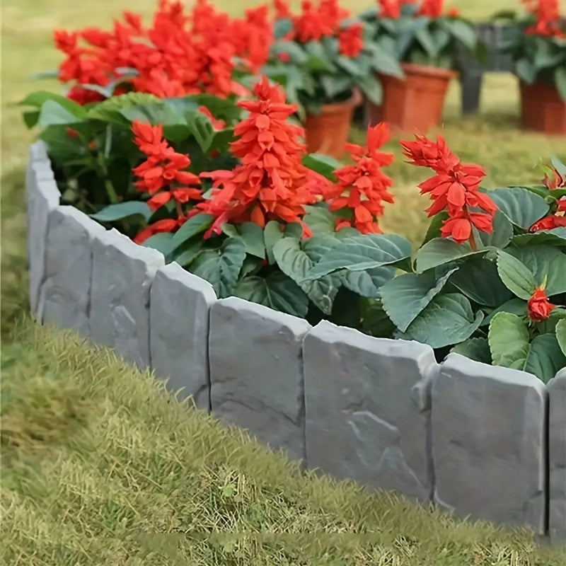 Stone-Look Garden Edging Set – 20-Piece Interlocking Border