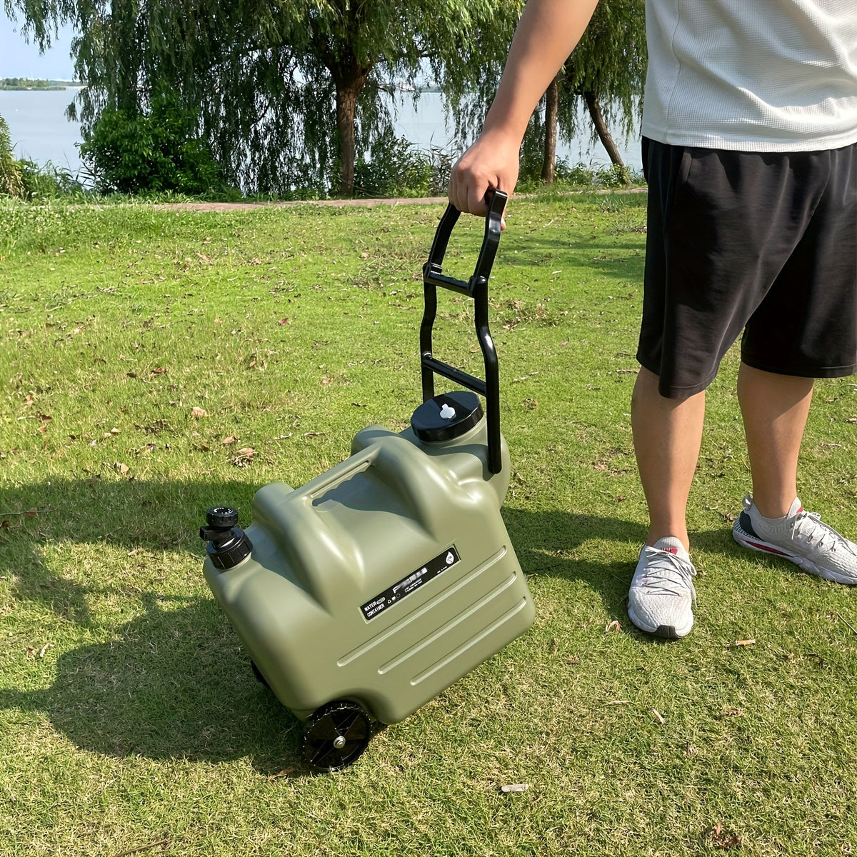 Portable Water Container – 28L Rolling Jerry Can with Wheels
