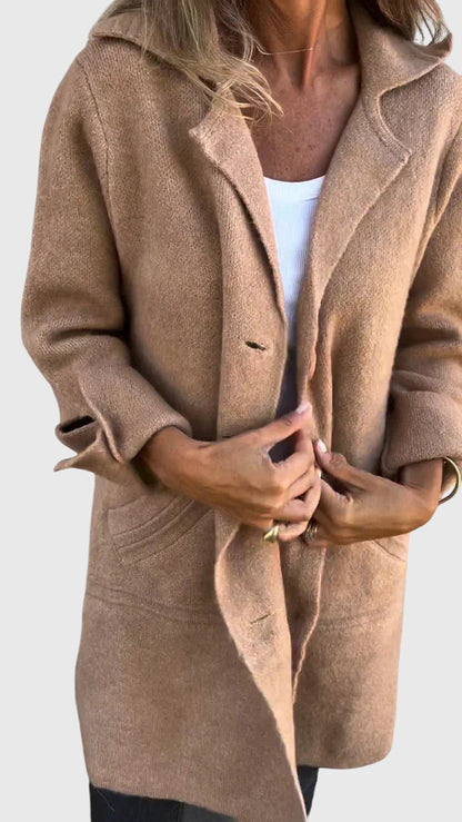 Women's Button Blazer – Tailored Elegant Wool-Blend Blazer