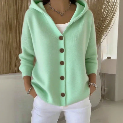 Women's Hooded Cardigan – Button-Front Knit Cardigan
