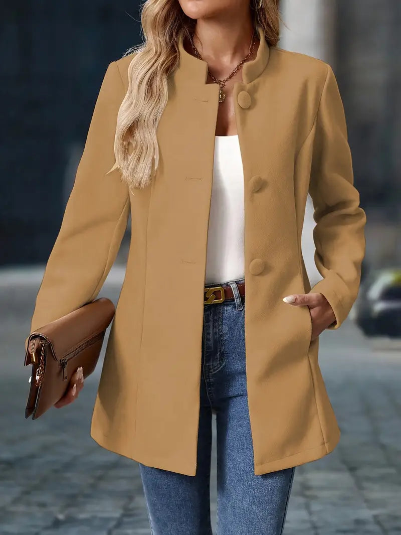 Women's Winter Coat – Classic Button-Front Longline Coat
