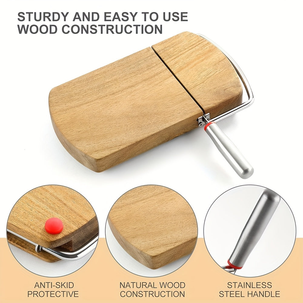 Acacia wood cheese knife set with stainless steel blades