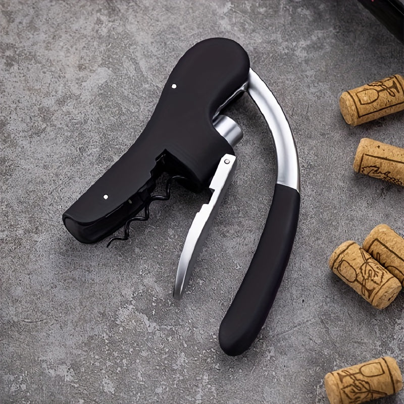 Ergonomic lever corkscrew wine bottle opener