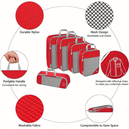 Travel Organiser Set – 5-Piece Mesh Packing Bags
