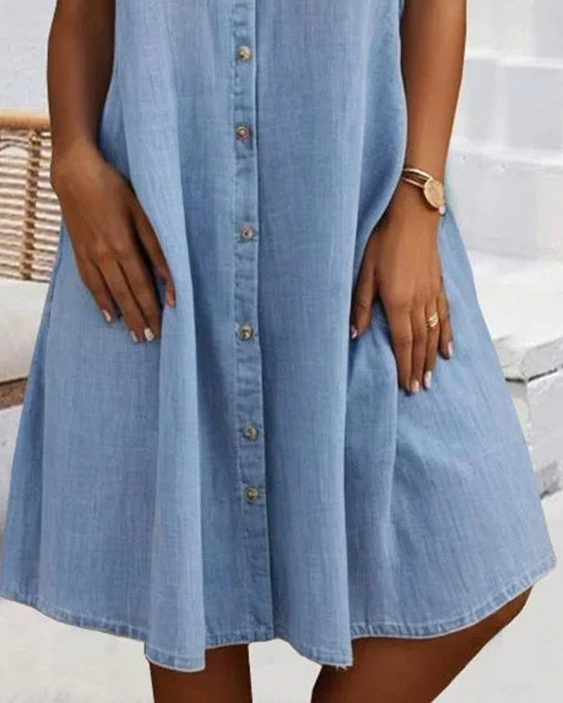 Women's button-down denim-look dress
