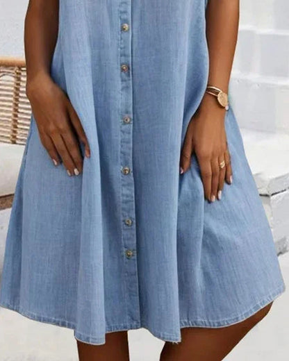Women's button-down denim-look dress