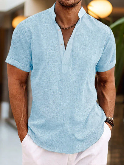 Men's short-sleeve linen summer shirt