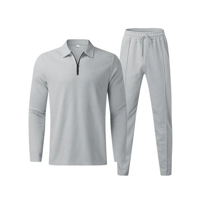 Men's knit top and trousers set - front