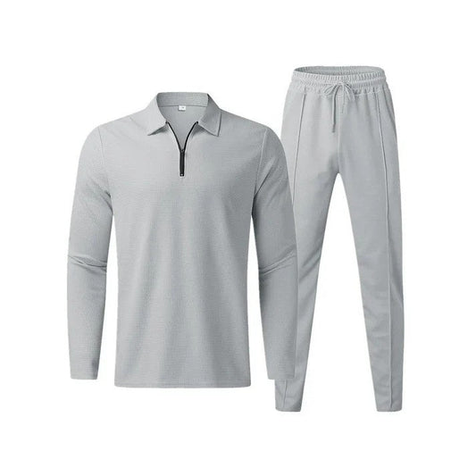 Men's knit top and trousers set - front