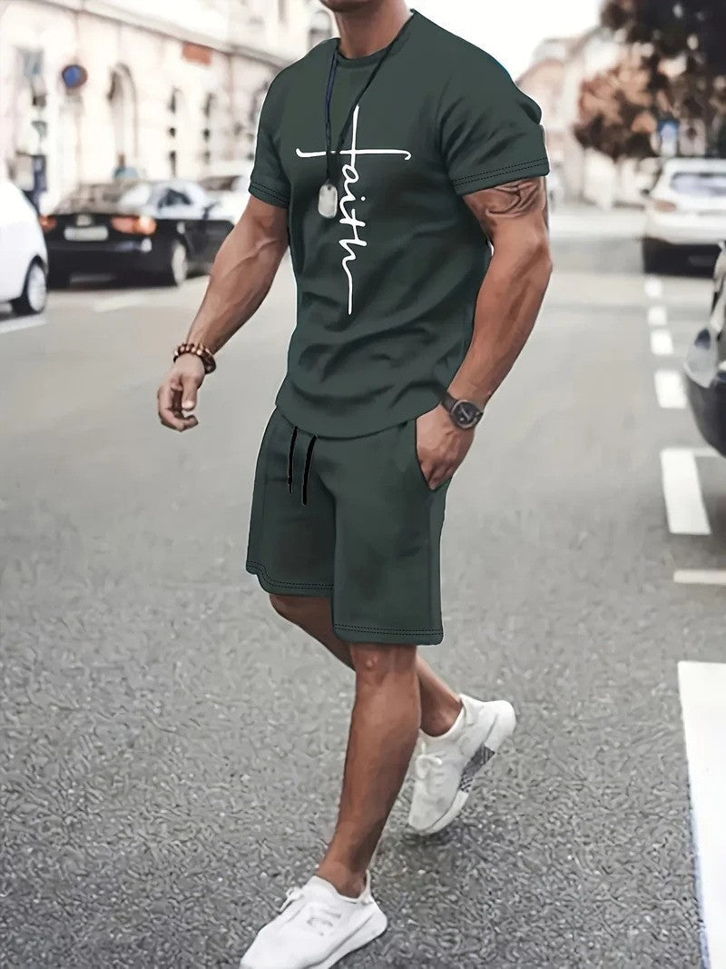 Men's lightweight tee and shorts set - detail
