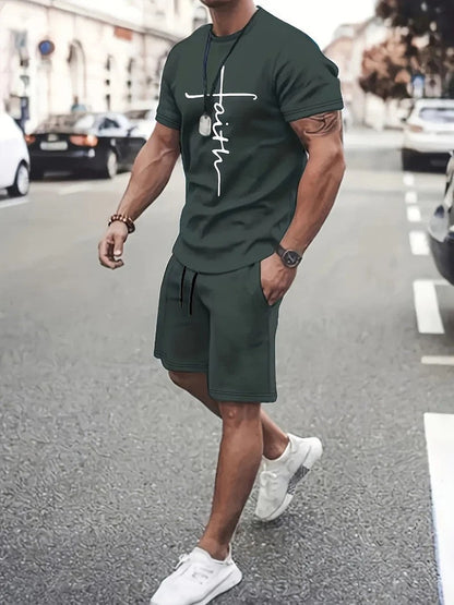 Men's lightweight tee and shorts set - detail