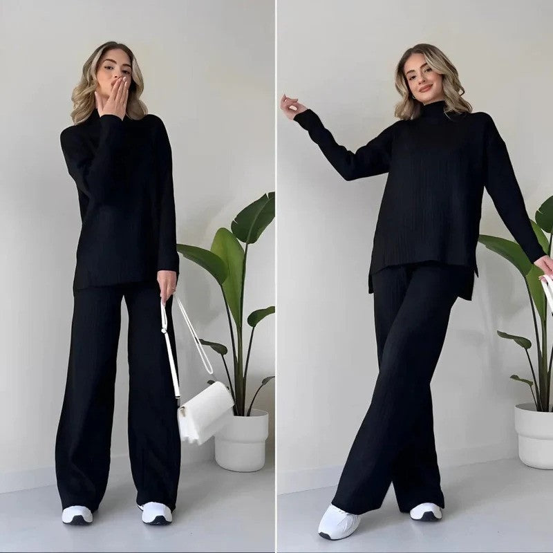 Women's high-neck top and trousers set - front