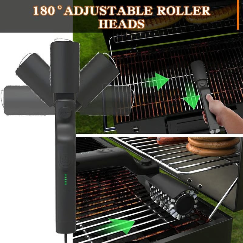 Electric rechargeable rotating BBQ grill cleaning brush
