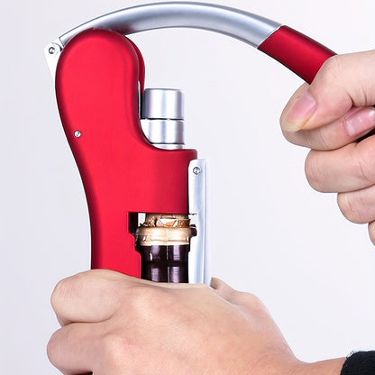 Ergonomic lever corkscrew wine bottle opener