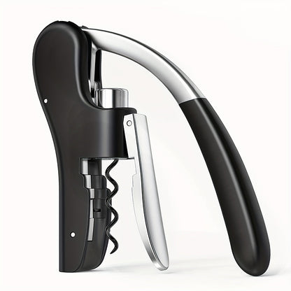Ergonomic lever corkscrew wine bottle opener