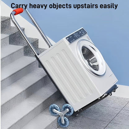 Foldable 3-wheel stair-climbing hand truck trolley