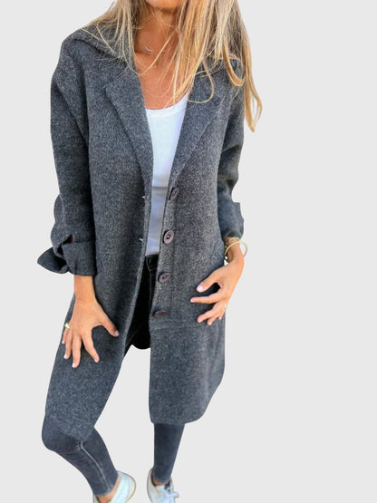 Women's Button Blazer – Tailored Elegant Wool-Blend Blazer