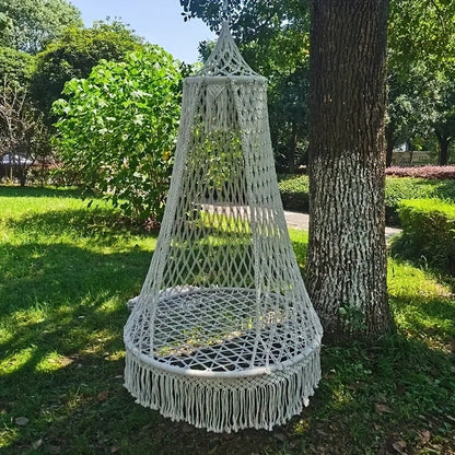 Handwoven Hanging Chair – Boho Cotton Rope Swing Seat