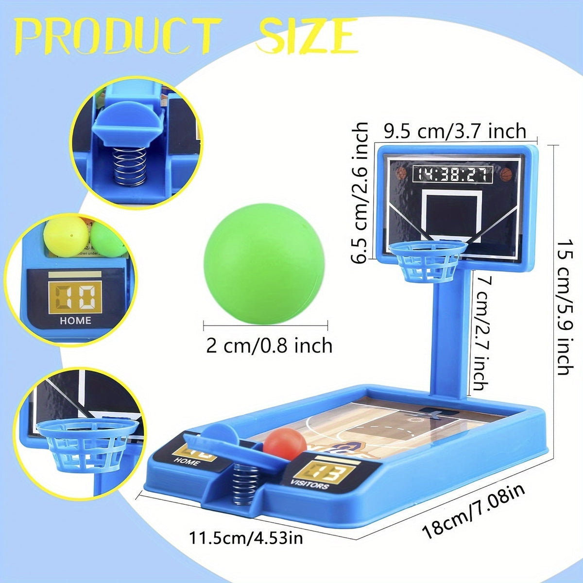 Tabletop basketball game with balls