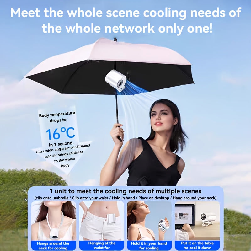 Portable clip-on mini fan with 360-degree rotation