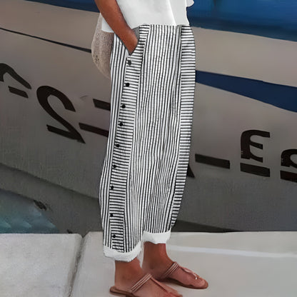 Women's lightweight striped trousers