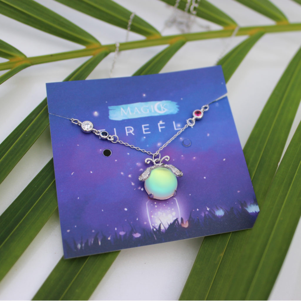 Firefly Pendant Silver Necklace with Moonstone Detail