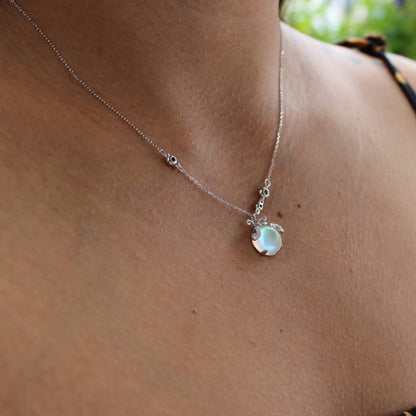 Firefly Pendant Silver Necklace with Moonstone Detail