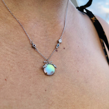 Firefly Pendant Silver Necklace with Moonstone Detail