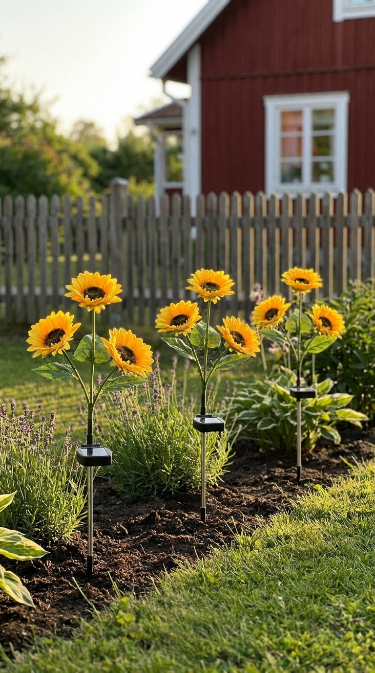Solar Sunflower Garden Light – Warm White Decorative Stake