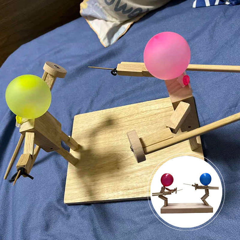 Wooden 2-player balloon duel party game