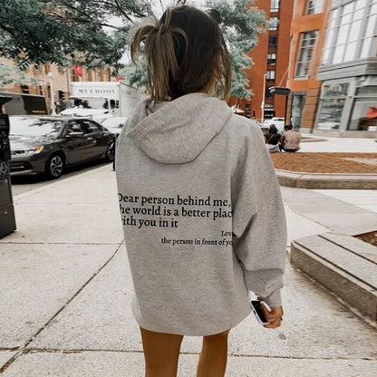 Unisex slogan hooded sweatshirt with a love-themed print