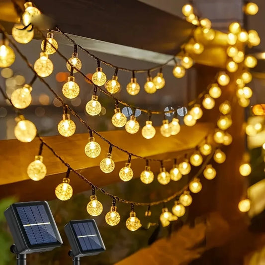 Solar LED Ball String Lights – Warm White Outdoor Fairy Lights