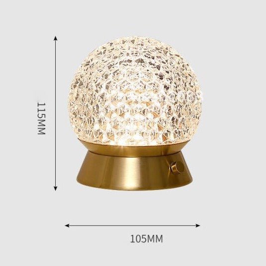 Cordless dimmable crystal-look table lamp