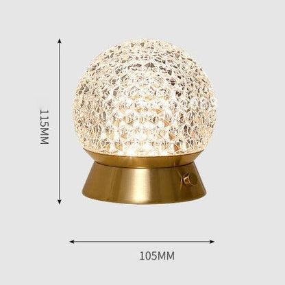 Cordless dimmable crystal-look table lamp