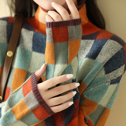 Women's colourful knit jumper back
