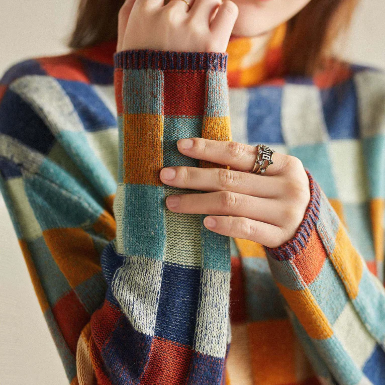 Roll-Neck Jumper – Colourful Patterned Knit