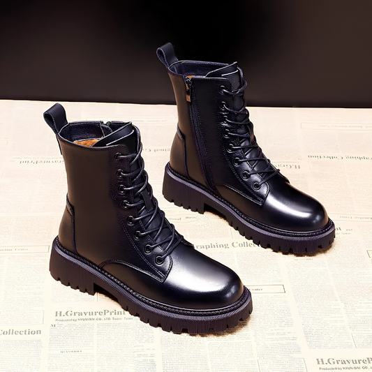 Black Winter Boots – Fur-Lined Anti-Slip Boots