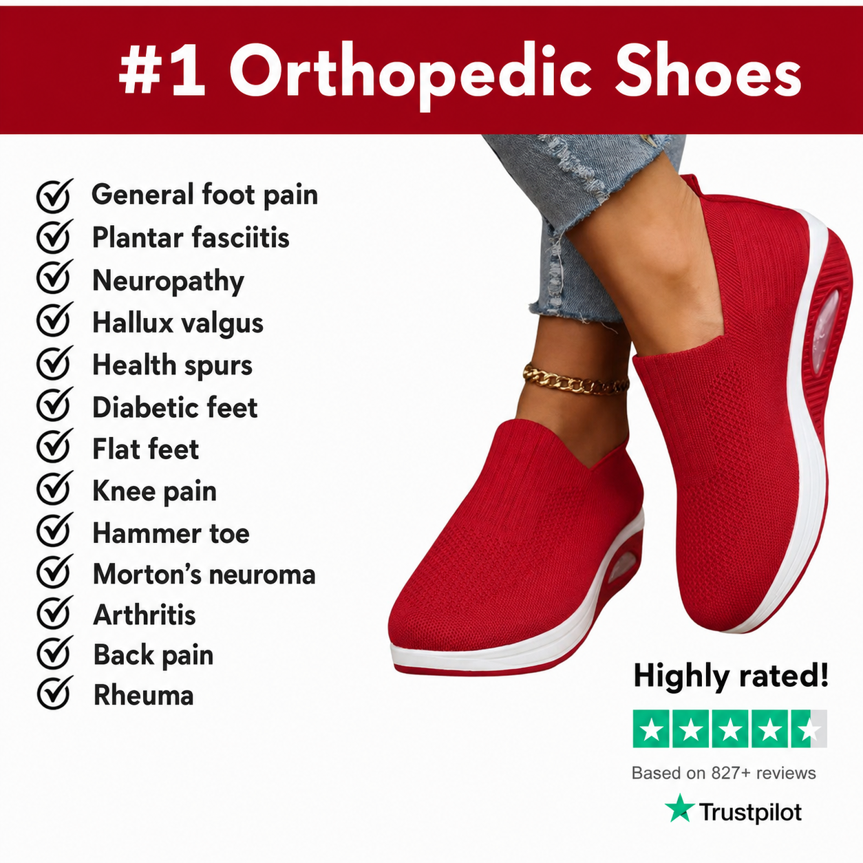 Orthopaedic Comfort Shoes for Women – Cushioned Mesh Trainers with Arch Support