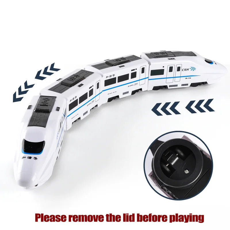 Self-driving battery toy train set for kids