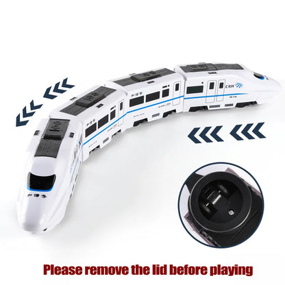 Self-driving battery toy train set for kids