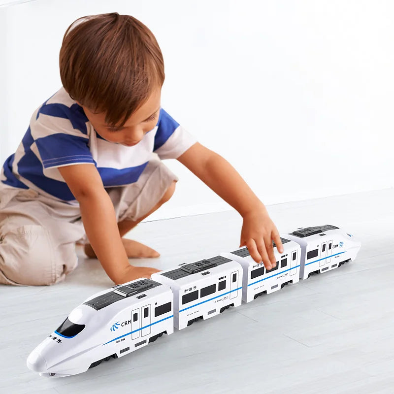 Self-driving battery toy train set for kids