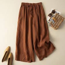 Women's relaxed straight-leg elastic-waist trousers