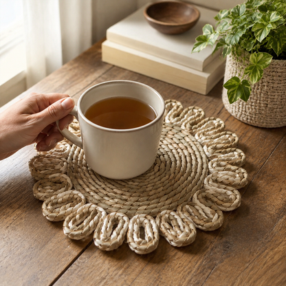 Braided woven decorative table placemat