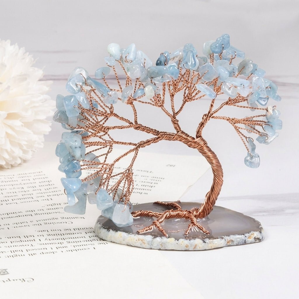 Decorative natural stone gemstone crystal tree ornament